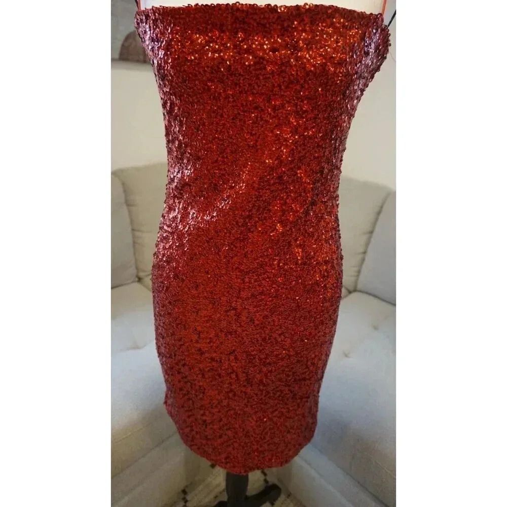 NWT Fashion Nova RED "My Valentine" Christmas/ NYE/ Holiday Sequin Mini Dress, S - Picture 2 of 12